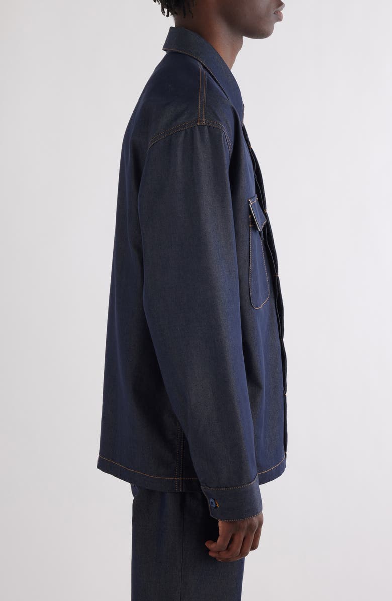 Givenchy Military Silk Blend Denim Overshirt, Alternate, color, Indigo Blue