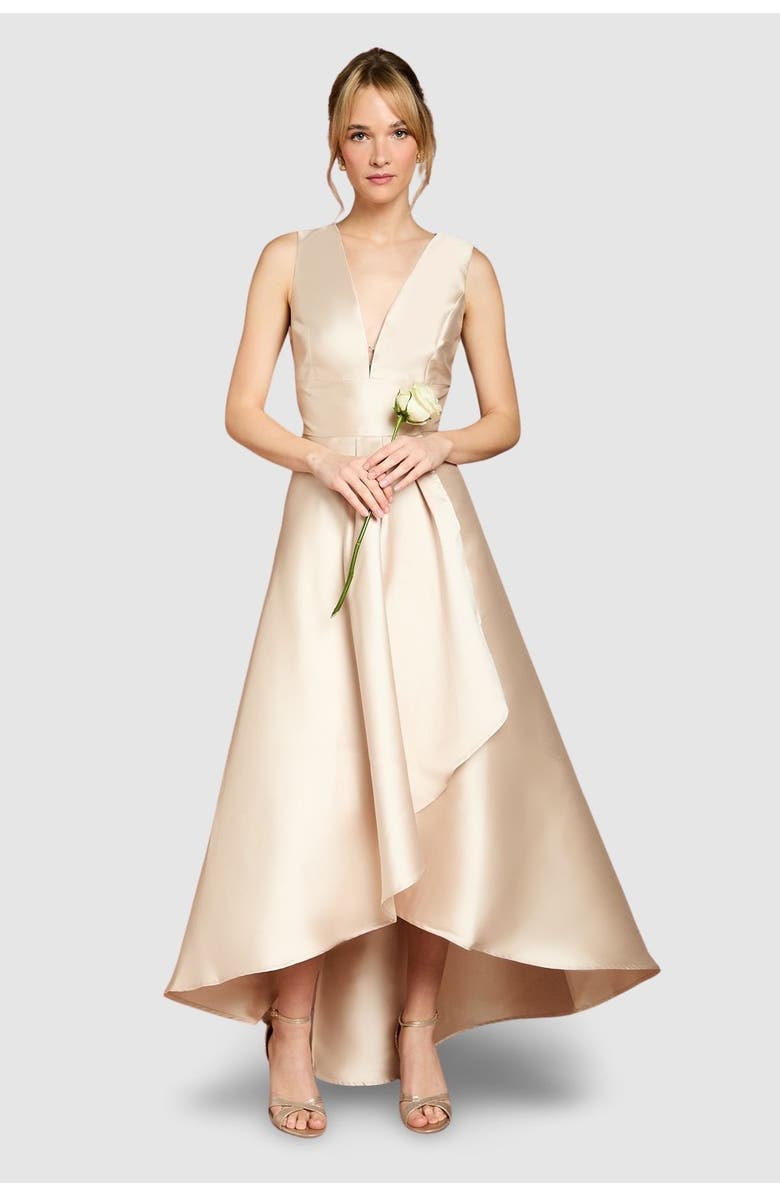 Coast Plunge Waterfall Maxi Dress, Main, color, Champagne