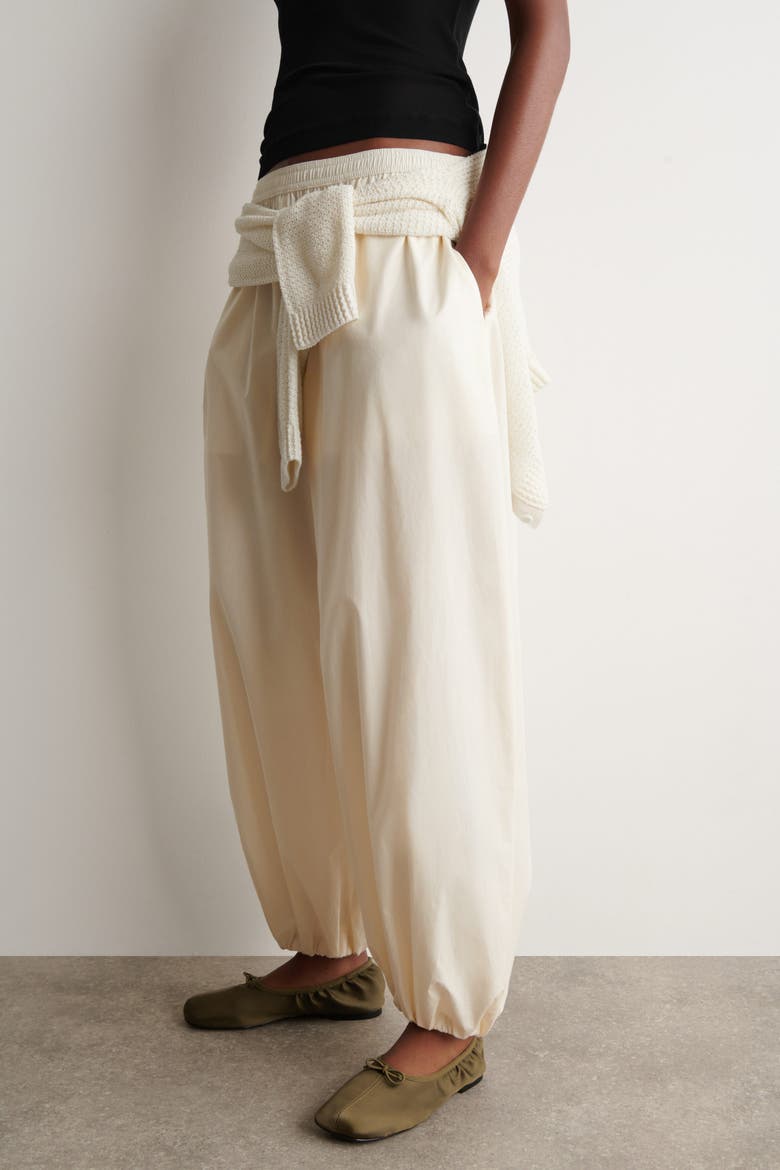 Fluid Cotton Balloon Pants, Alternate, color, IVORY