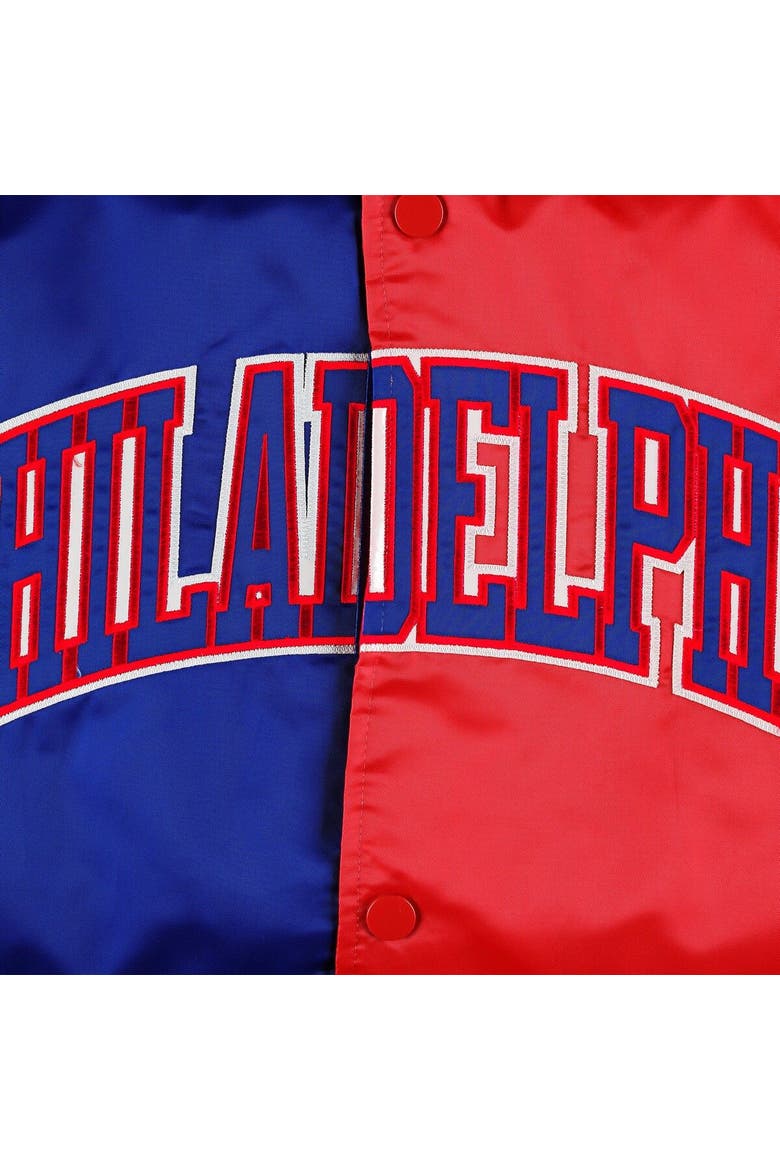 Men's Starter Royal/Red Philadelphia 76ers Fast Break Satin Full-Snap Jacket, Alternate, color, Royal