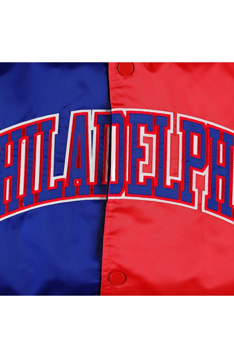 STARTER Men's Starter Royal/Red Philadelphia 76ers Fast Break Satin Full-Snap Jacket, Alternate, color, Royal
