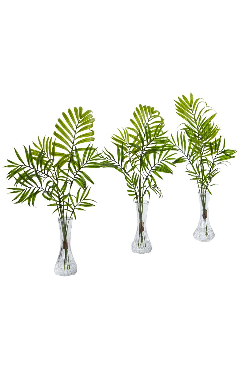 NEARLY NATURAL Mini Palm Artificial Plant in Vase, Main, color, Green