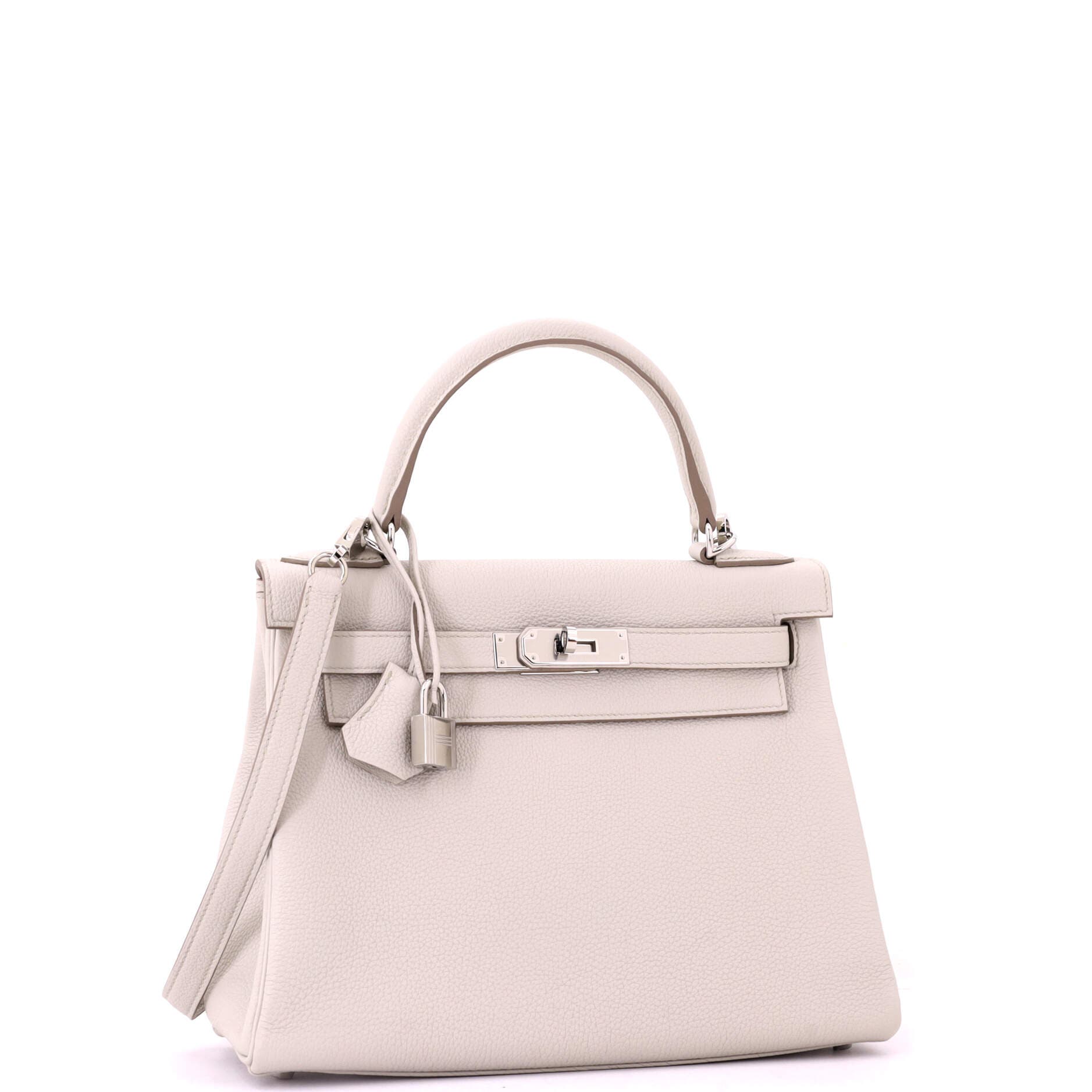 Pre-Owned Hermes Kelly Handbag Light Togo with Palladium Hardware 28, Alternate, color, Beton