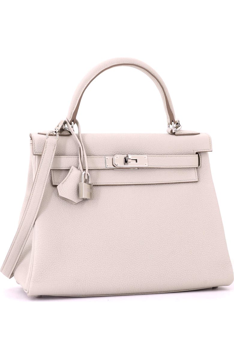 Pre-Owned Hermes Kelly Handbag Light Togo with Palladium Hardware 28, Alternate, color, Beton