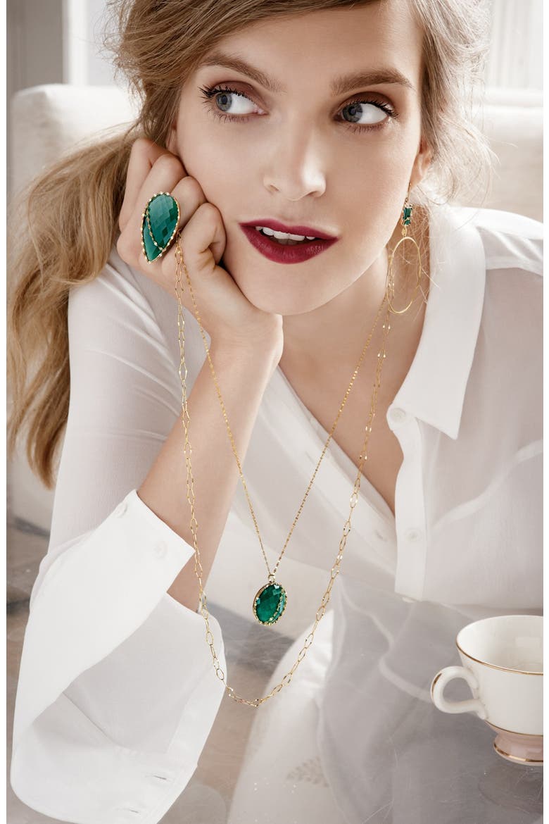 Jewelry 'Spellbound - Glow' Pendant Necklace, Alternate, color, YELLOW GOLD/ GREEN ONYX
