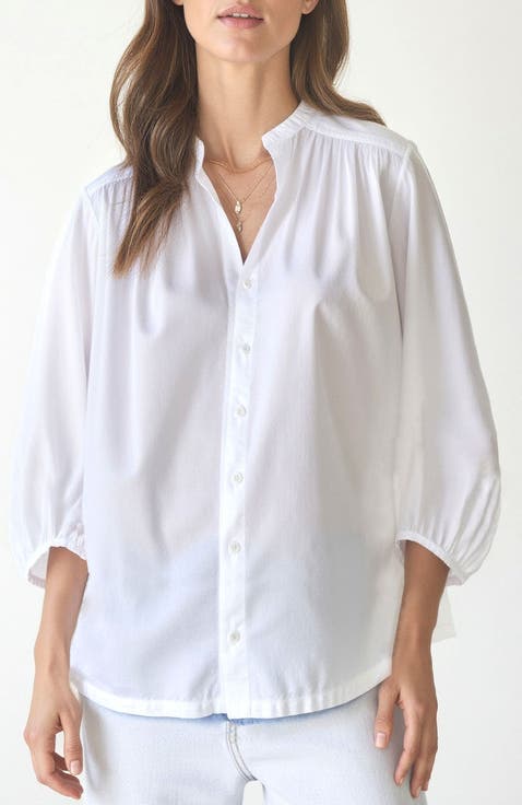 Cotton Poplin Peasant Top