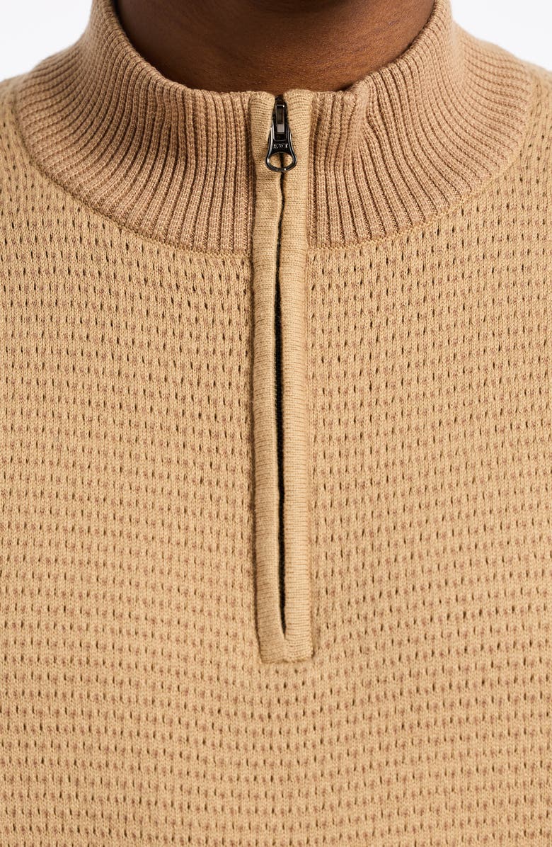 Robert Graham Walton Cotton & Silk Quarter Zip Sweater, Alternate, color, Camel