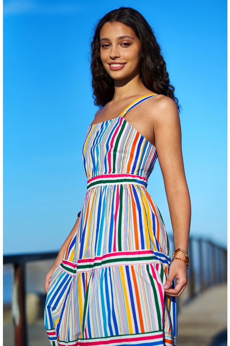 Stripe Cotton Midi  Sun Dress, Alternate, color, Multi
