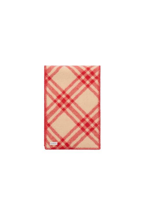 Burberry Check Wool Scarf In Red
