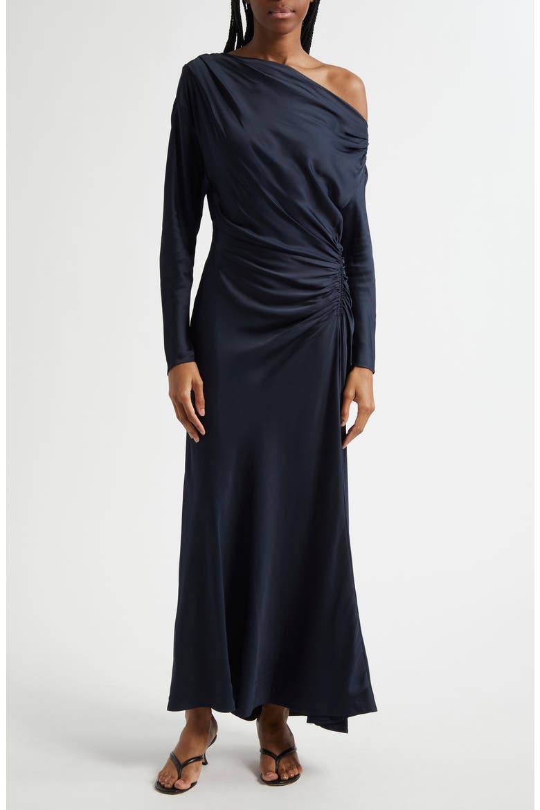 Piper Asymmetric Long Sleeve Dress, Main, color, DARK SAPPH