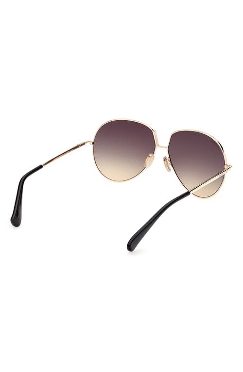 Max Mara 60mm Pilot Sunglasses In Gold/smoke To Camel Lenses