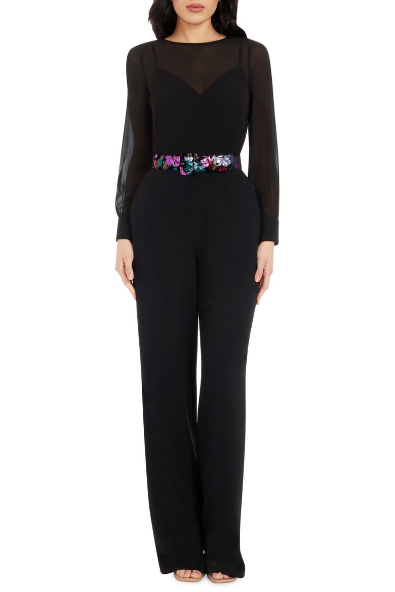 Pilar Belted Jumpsuit, Main, color, BLACK MULTI