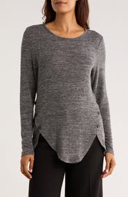 PATRIZIA LUCA Scalloped Hem Long Sleeve Top