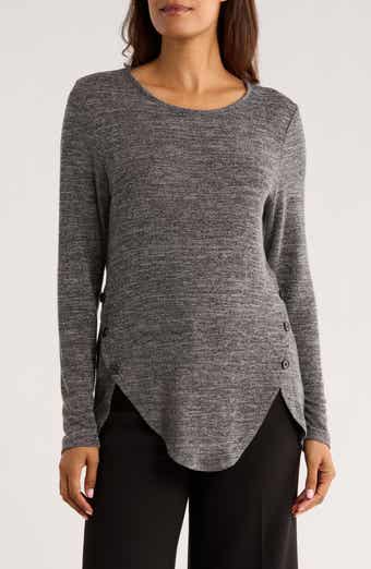 Scalloped Hem Long Sleeve Top