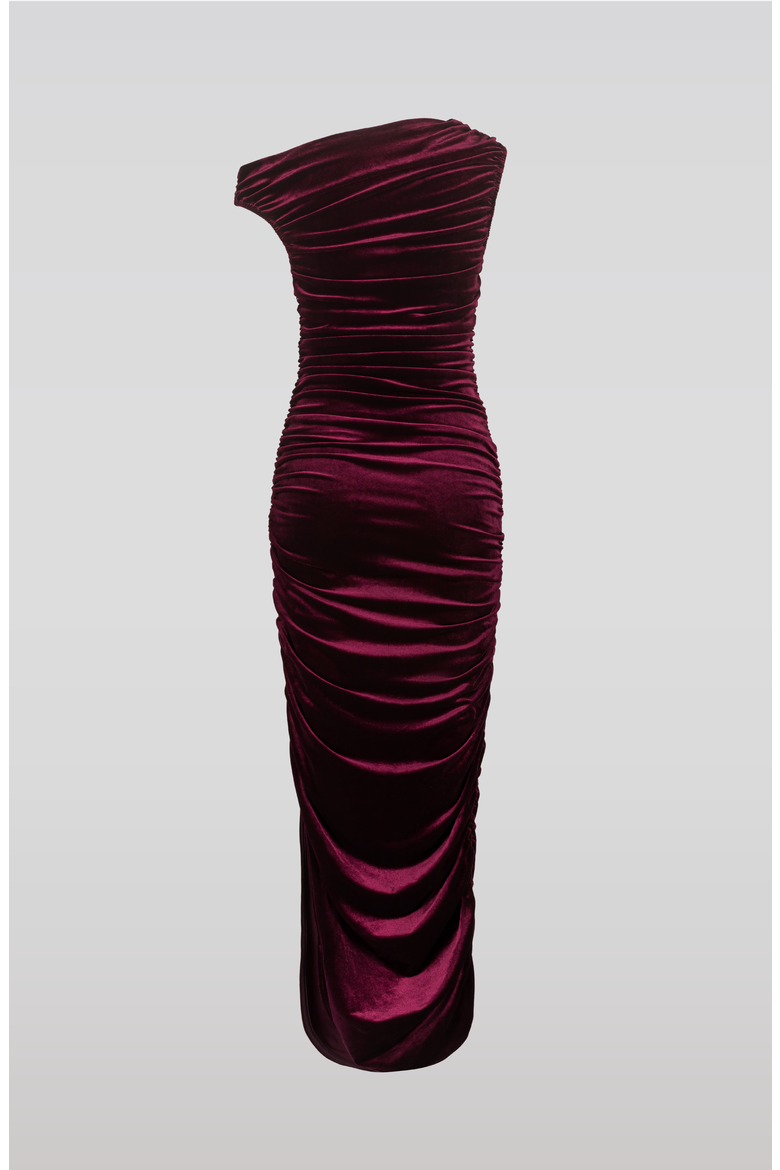 Draped Velvet Dress, Alternate, color, Burgundy