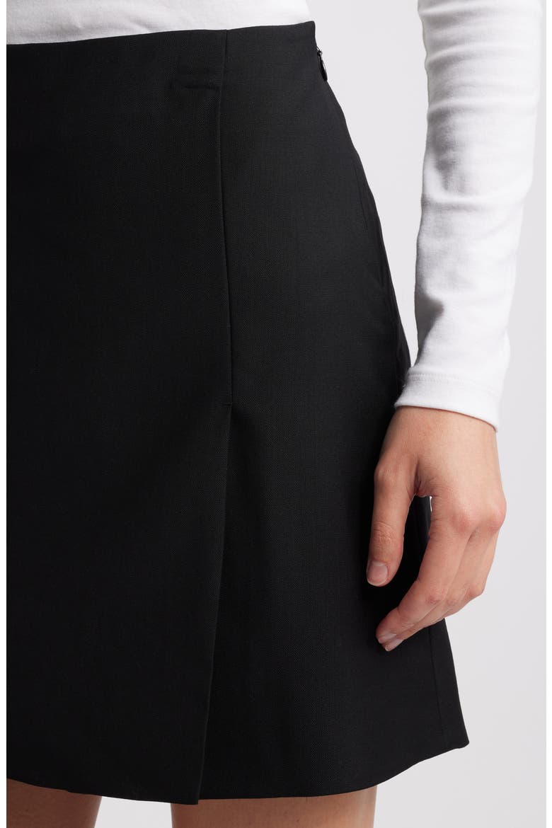 Wrap Effect Wool Miniskirt, Alternate, color, BLACK DARK