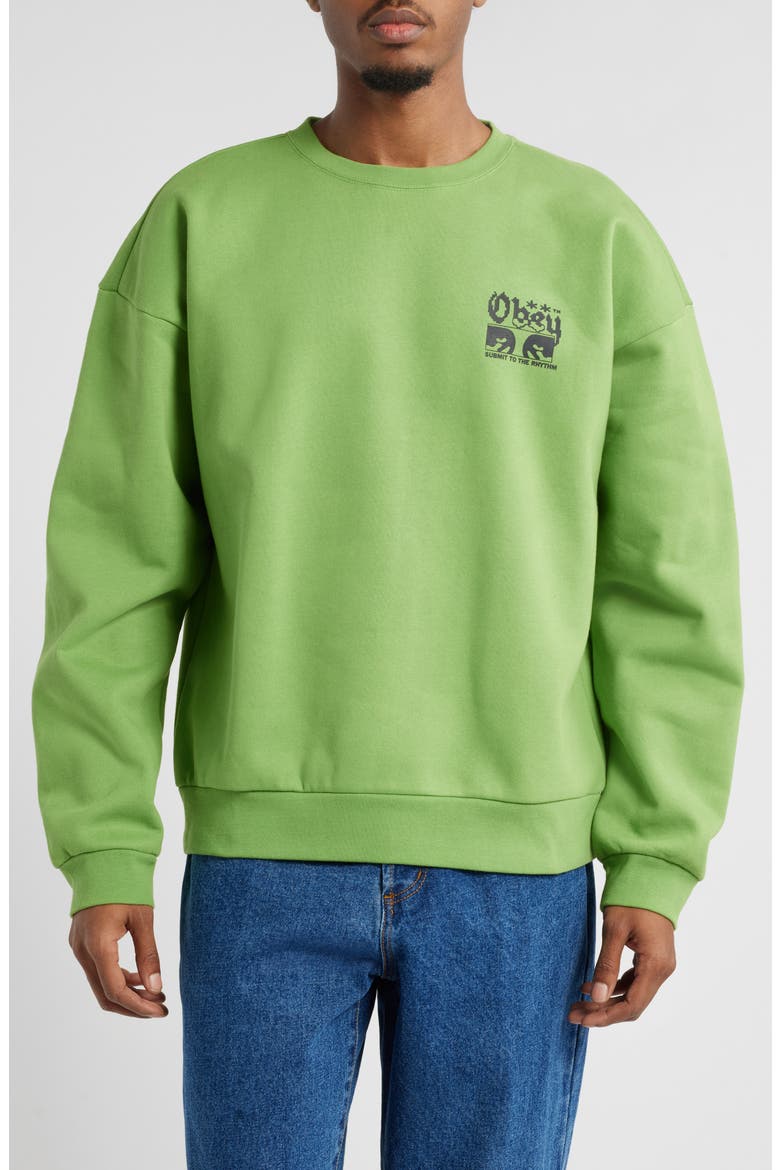 Submit Extra Heavy Crewneck Graphic Sweatshirt, Main, color, PIQUANT GREEN