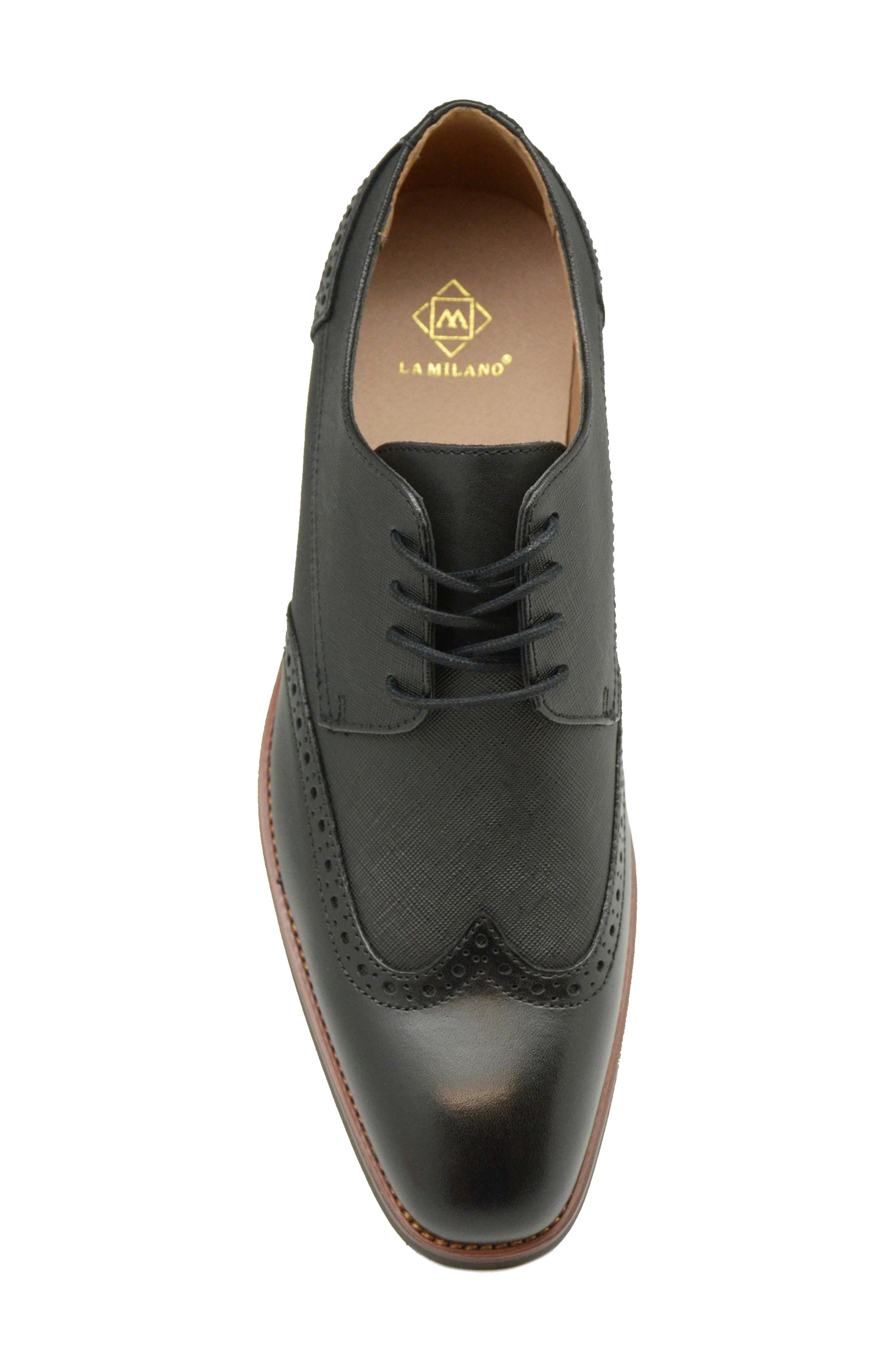 La Milano Beatle Wingtip Derby, Alternate, color, Black