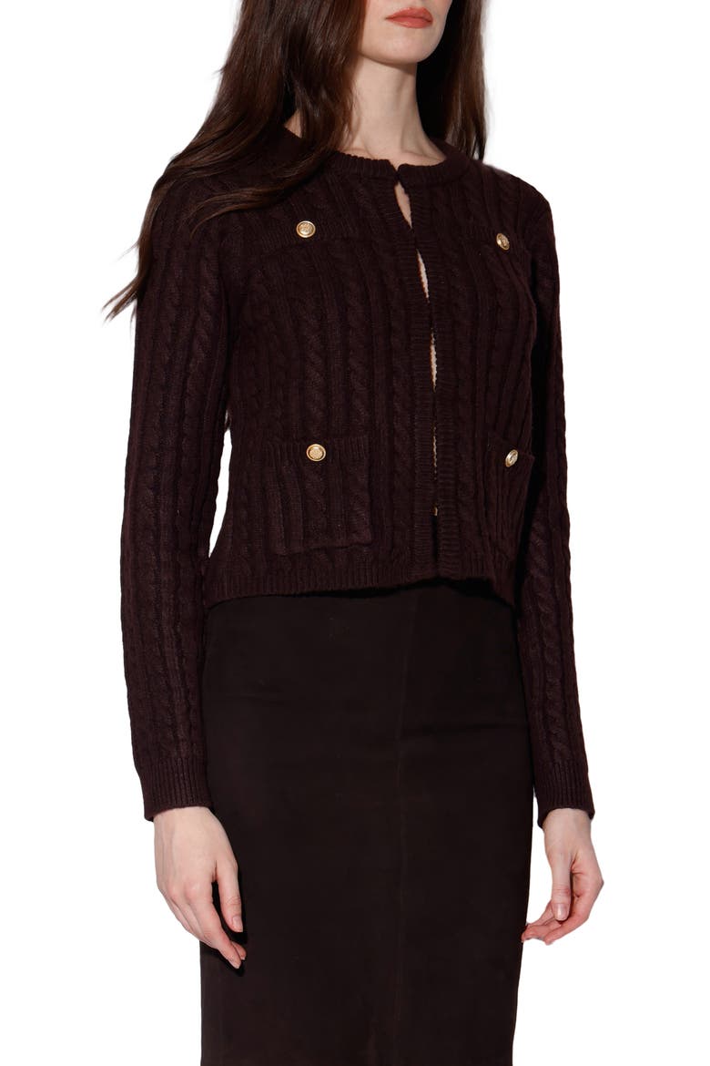 Giselle Cable Stitch Cardigan Sweater, Alternate, color, PLUM