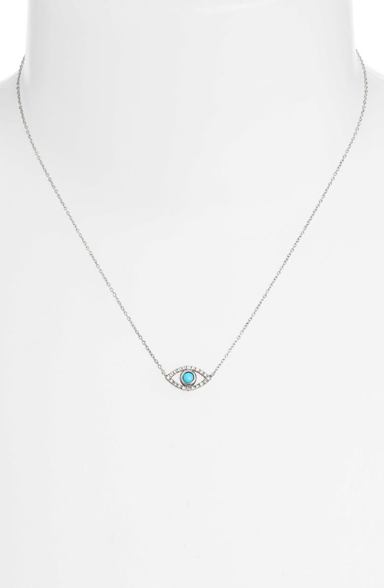 Anzie Evil Eye Turquoise Pendant, Alternate, color, Silver