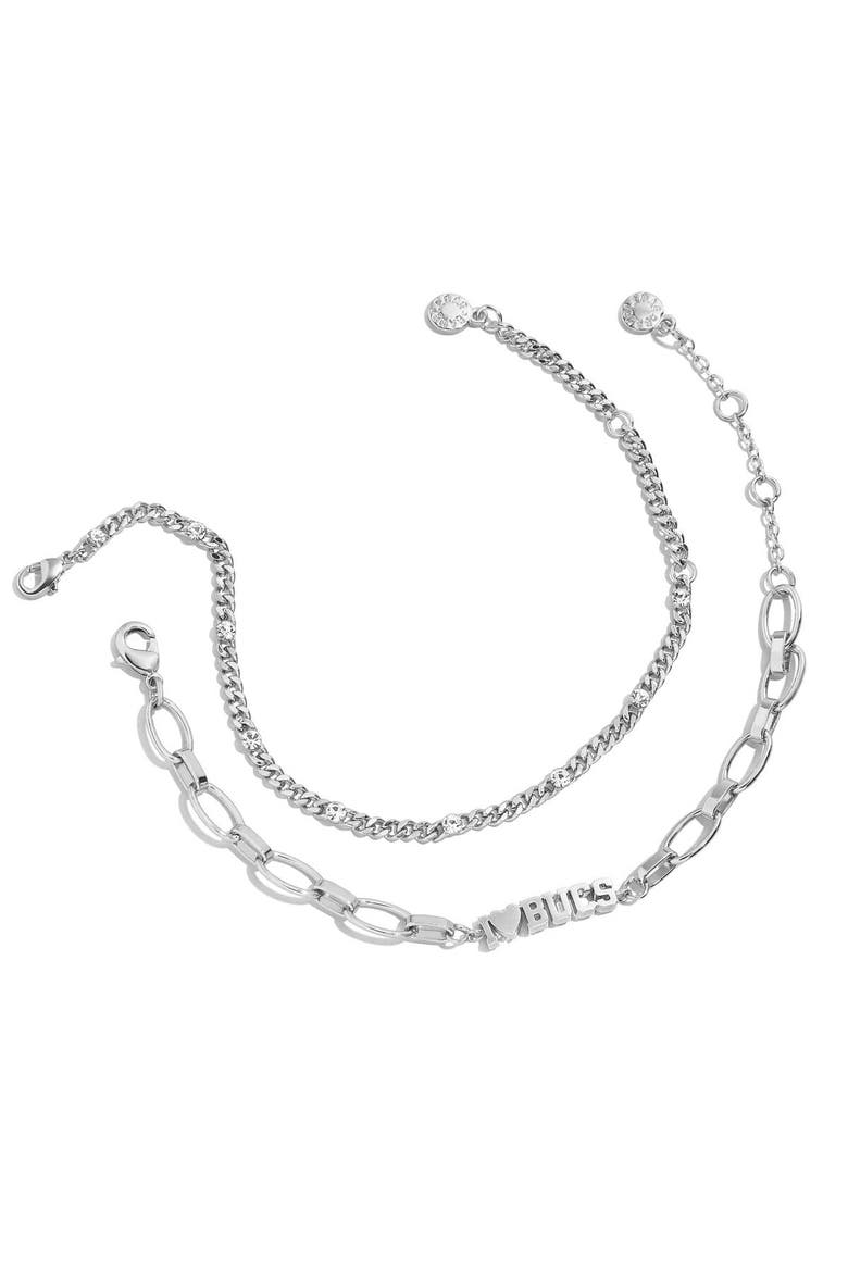 x Baublebar Silver Tampa Bay Buccaneers Linear Bracelet Set, Main, color, Silver