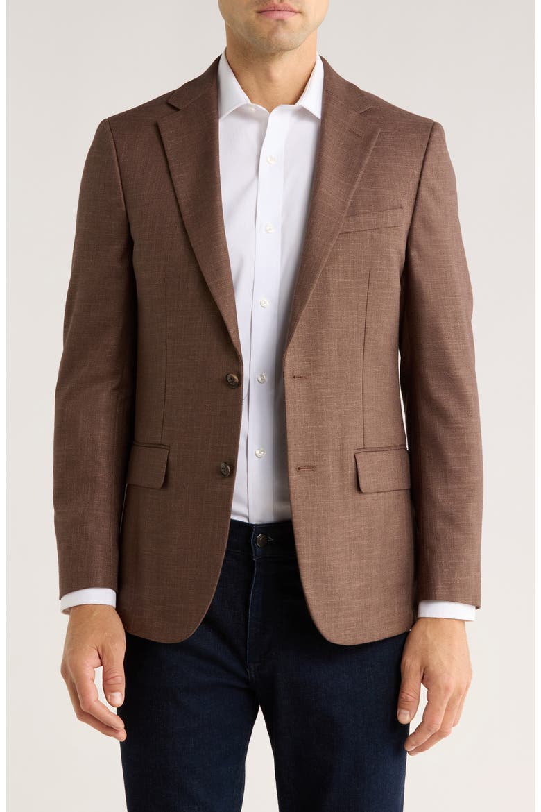 Two Button Notch Lapel Sport Coat, Main, color, BROWN