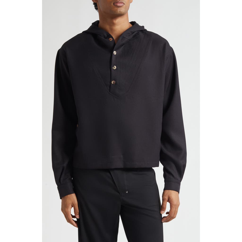 KIKO KOSTADINOV Slatina Henley Hoodie in Coal Black  product