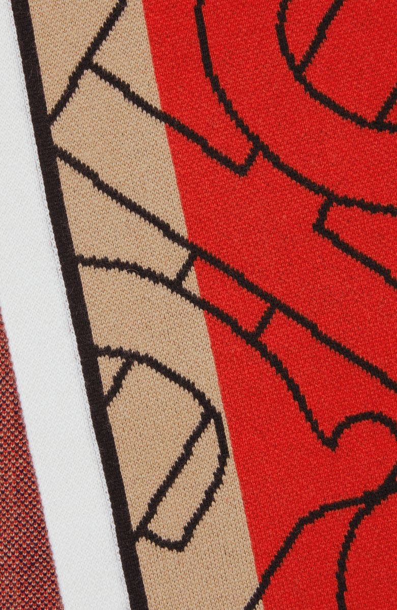 Burberry Football Stripe Monogram Cashmere Scarf, Alternate, color, 