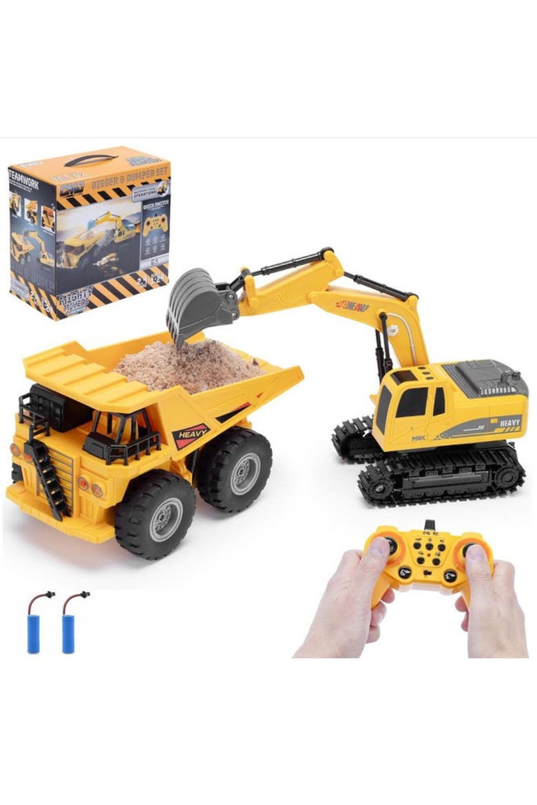 Twin Pack Digger and Dumper - 1/24 Scale Remote Control Vehicle, Alternate, color, Multicolored
