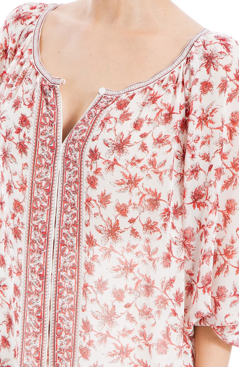 MAX STUDIO V-Neck Long Sleeve Georgette Top, Alternate, color, Red Chintzy Rambler