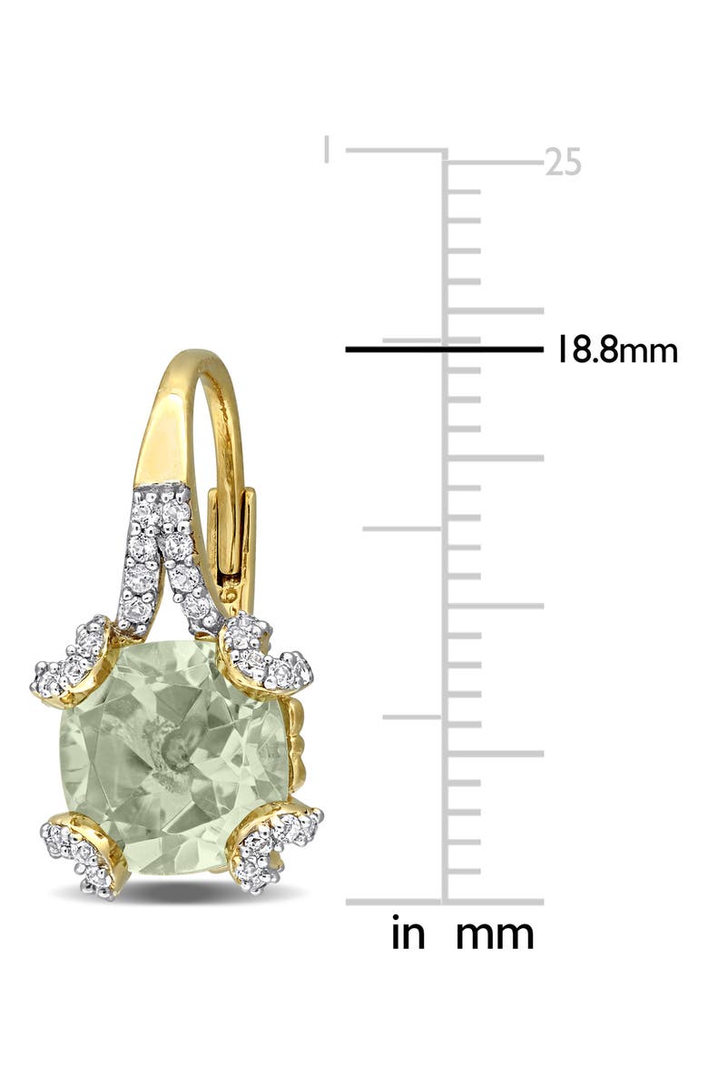 DELMAR Cushion Cut Semiprecious Stone Lever-Back Earrings, Alternate, color, Green