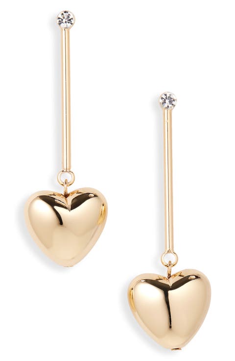 Crystal Stud Heart Drop Earrings