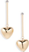 Nordstrom Crystal Stud Heart Drop Earrings