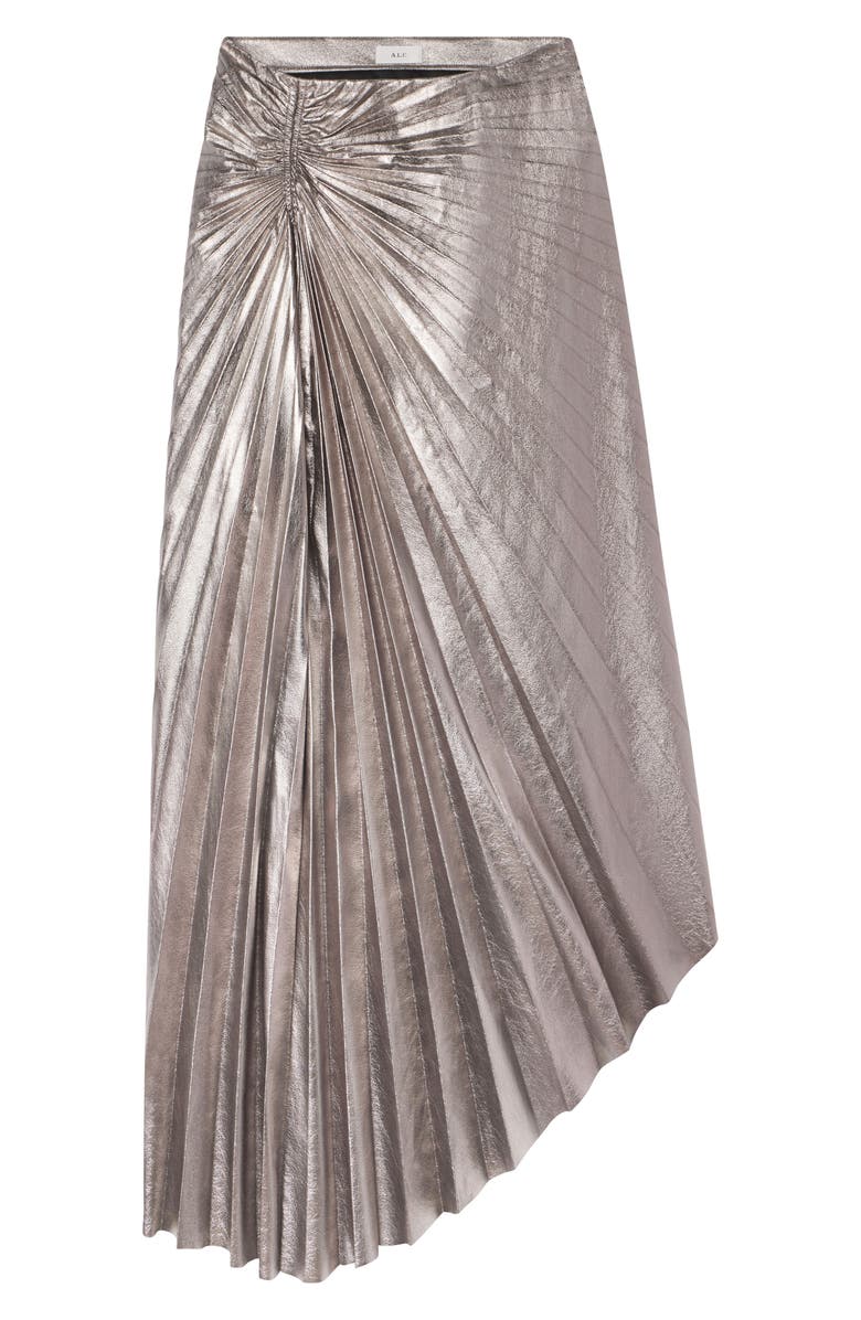 A.L.C. Tracy Asymmetric Hem Faux Leather Skirt, Alternate, color, Smoky Silver