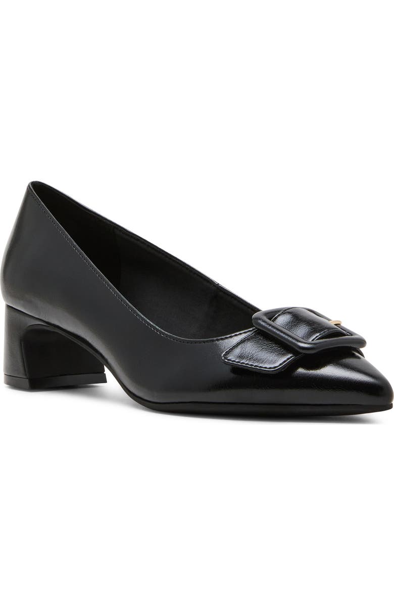 Anne Klein Senara Buckle Pointed Toe Pump, Main, color, Black Crinkle