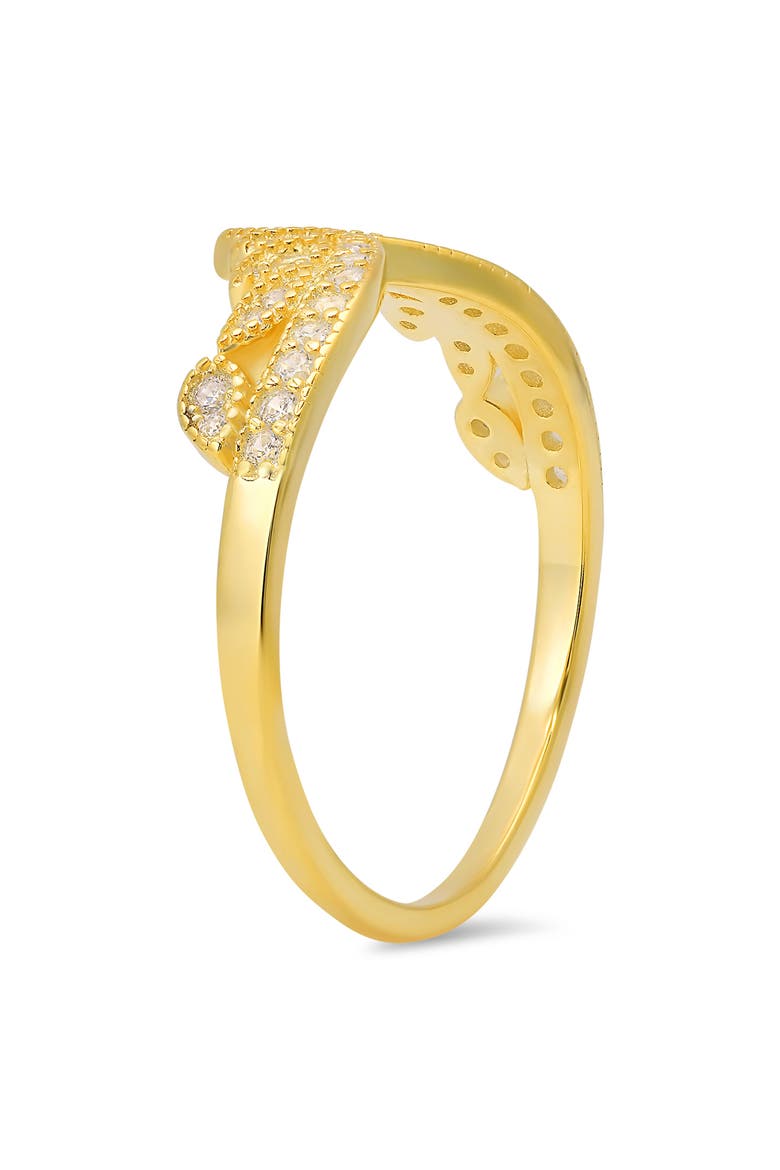 Vintage Floral 'V' Cubic Zirconia Ring, Alternate, color, GOLD