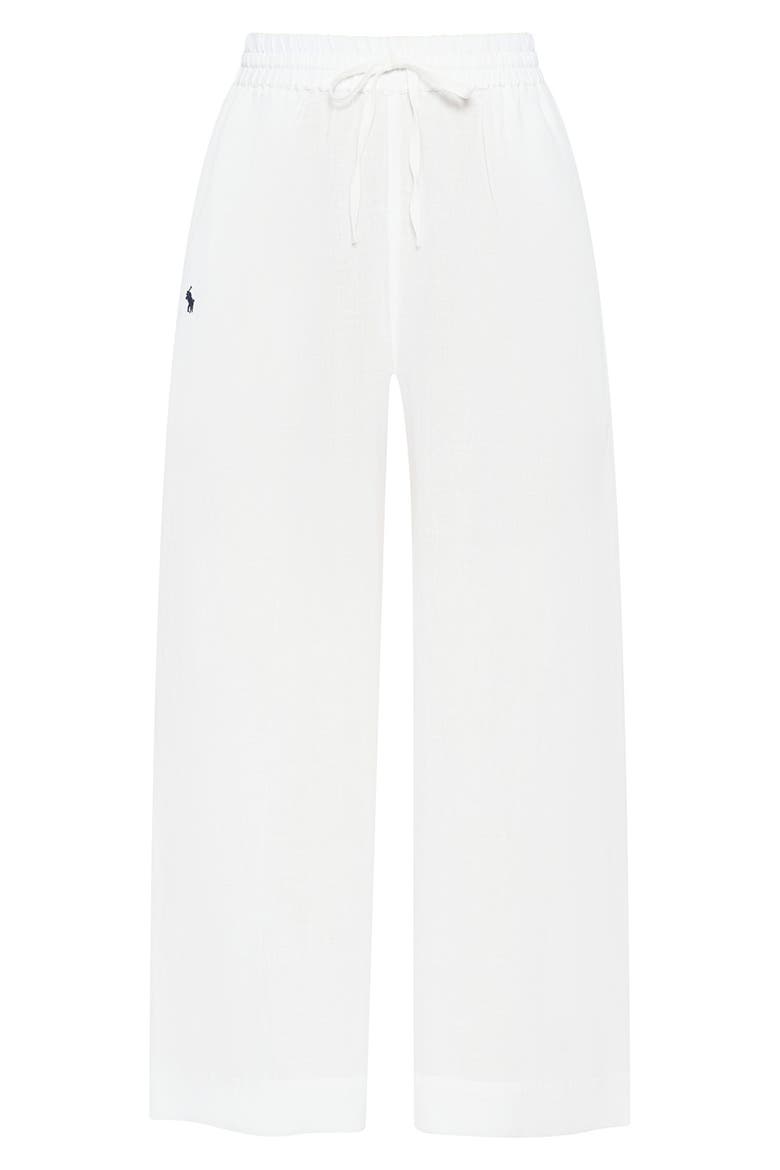 Wide Leg Linen & Cotton Cover-Up Drawstring Pants, Alternate, color, CREAM WHT