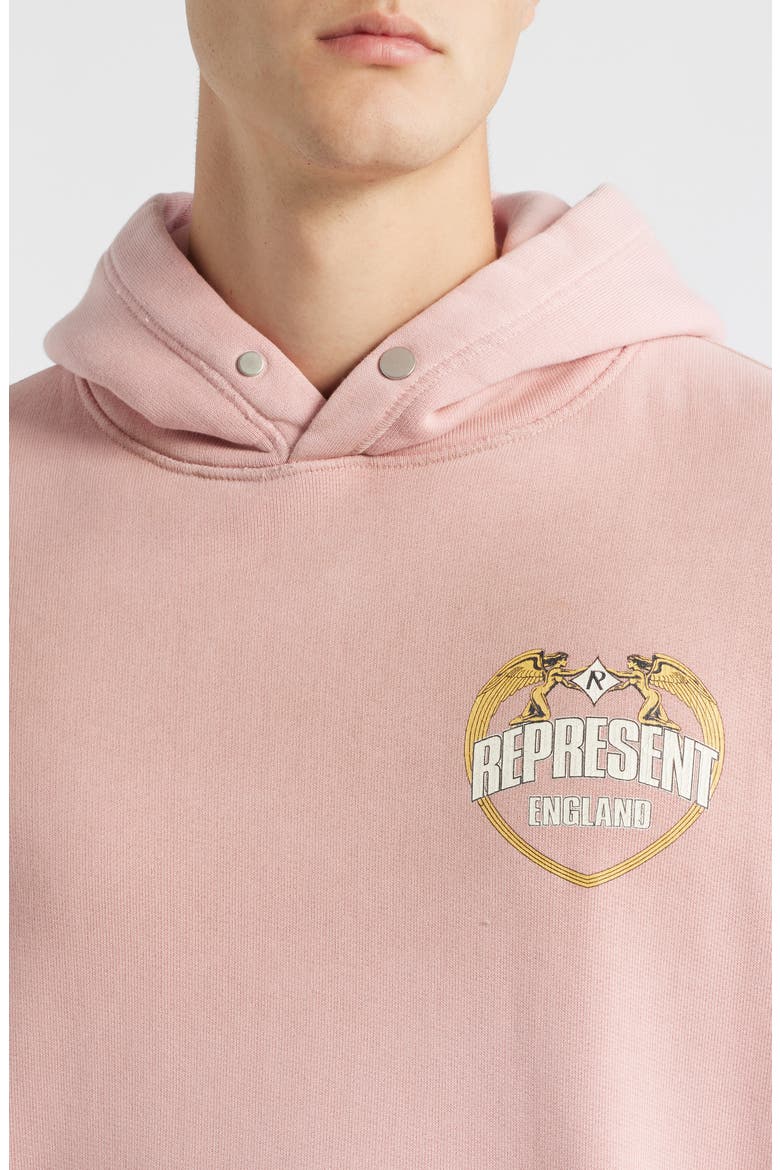 Oversize Distressed Angel Border Graphic Hoodie, Alternate, color, QUARTZ