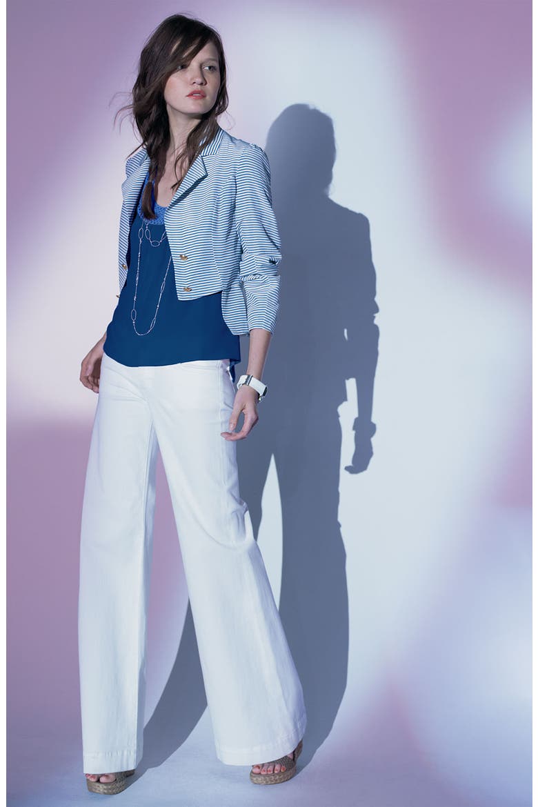 Stripe Blazer, Alternate, color, WHITE/ BLUE