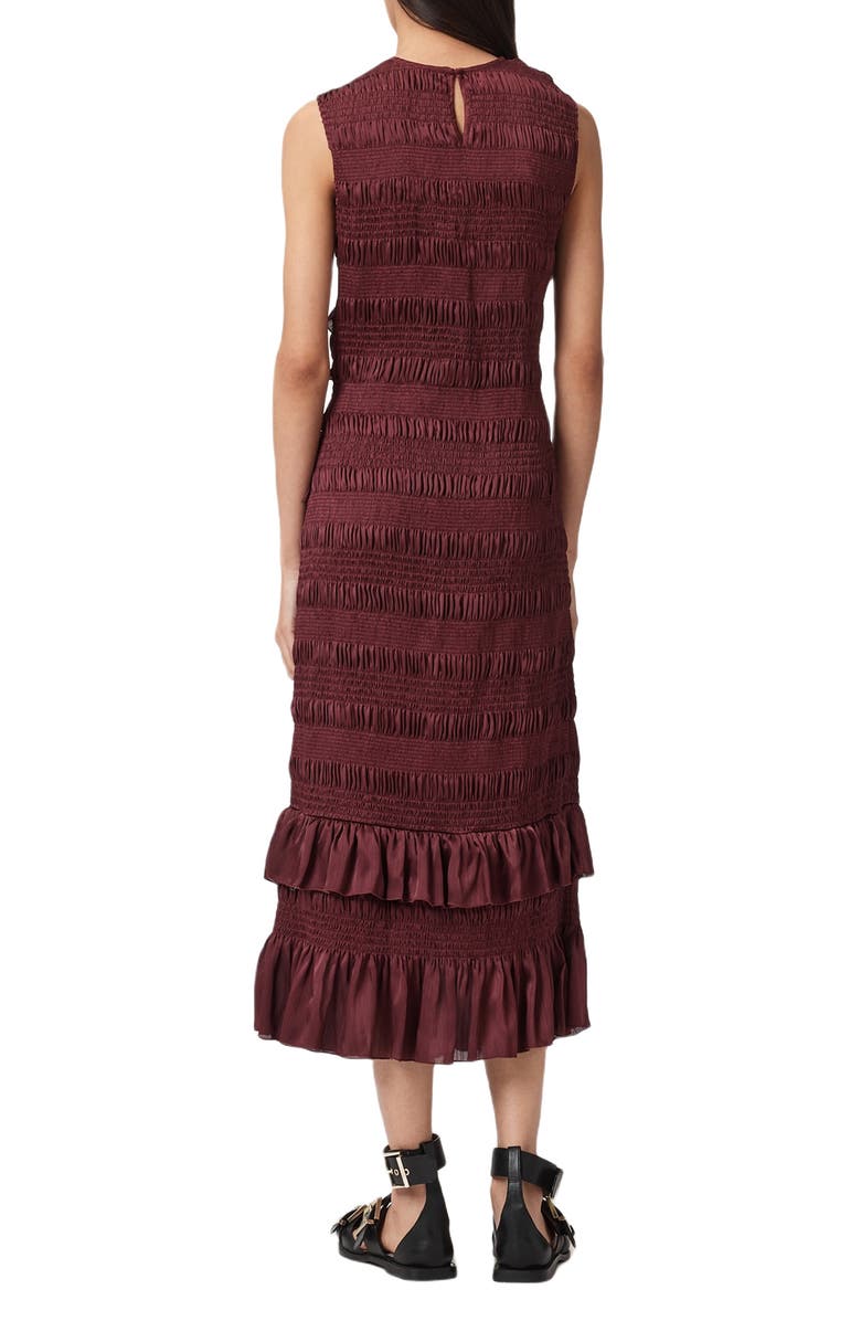 AllSaints Nyla Sleeveless Ruffle Dress, Alternate, color, Tawny Port Red