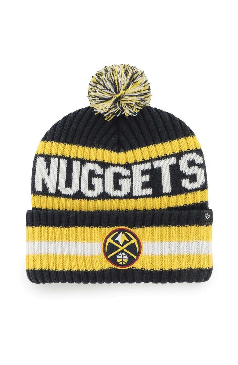'47 Men's '47 Navy Denver Nuggets Bering Cuffed Knit Hat with Pom, Main, color, Navy
