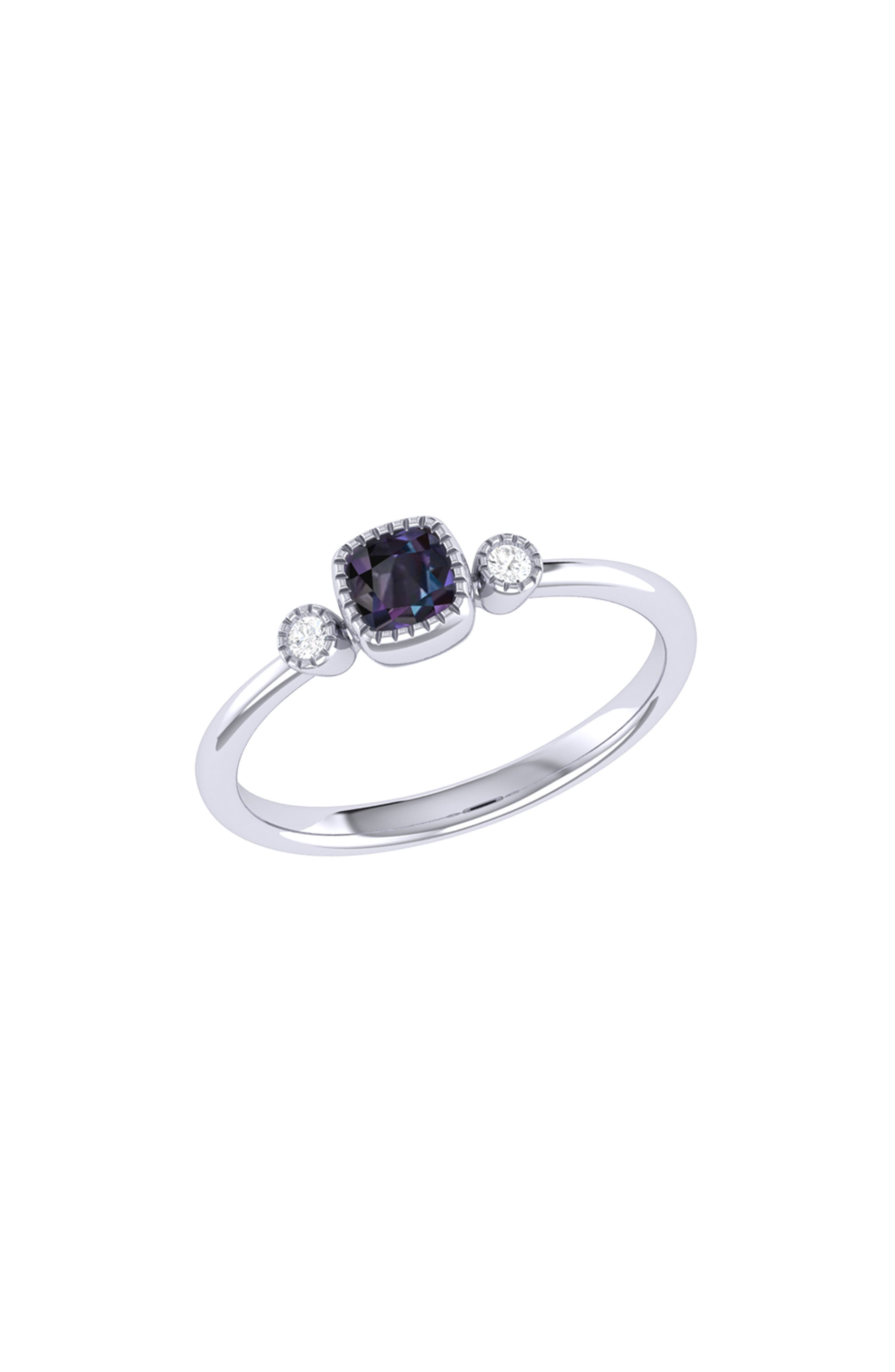 LuvMyJewelry Cushion Cut Alexandrite & Diamond Ring