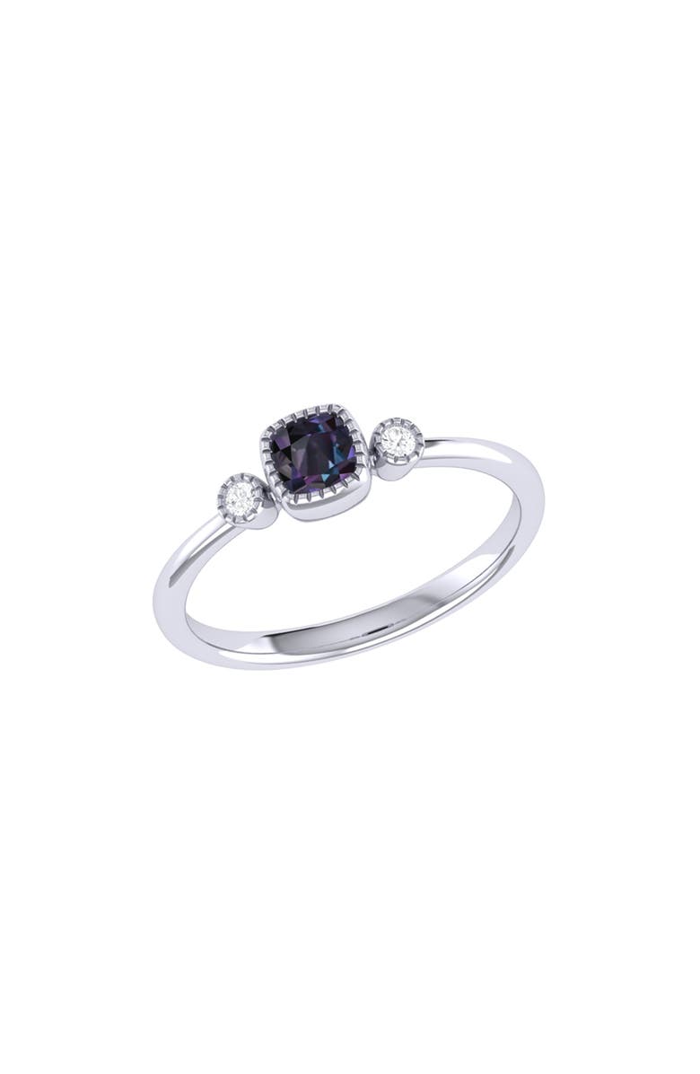 LuvMyJewelry Cushion Cut Alexandrite & Diamond Ring, Main, color, 14K White Gold