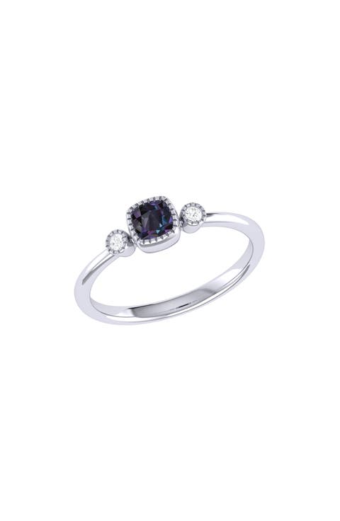Cushion Cut Alexandrite & Diamond Ring