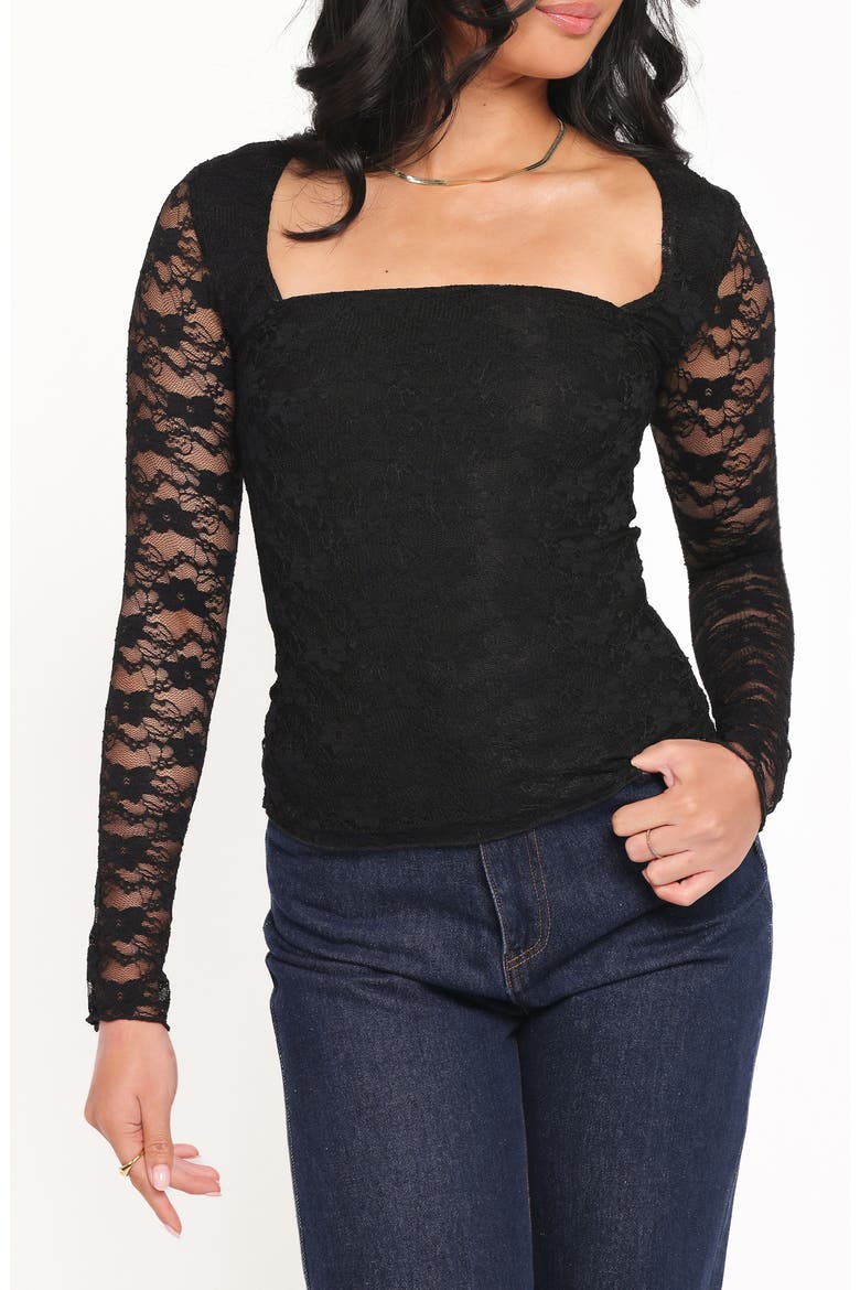 Skyler Lace Long Sleeve Shirt, Main, color, BLACK