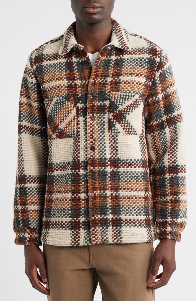 Wax London Whiting Plaid Overshirt, Alternate, color, Ecru / Multi