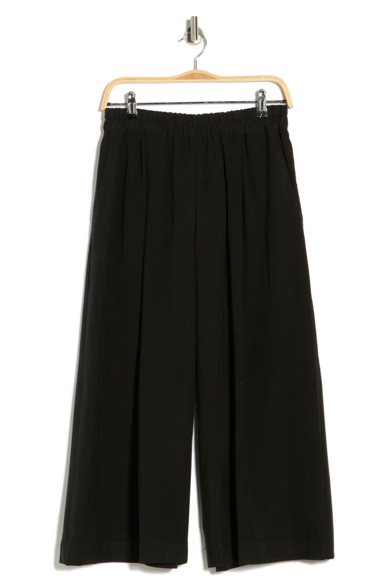 Brushed Twill Culottes, Alternate, color, BLACK