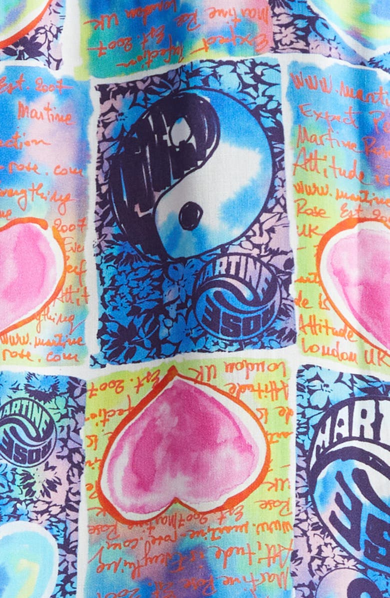 Martine Rose Blue Hearts Boxy Button-Up Shirt, Alternate, color, Blue