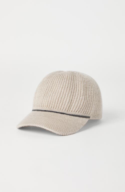Brunello Cucinelli Sparkling Baseball Cap With Monili In Neutral