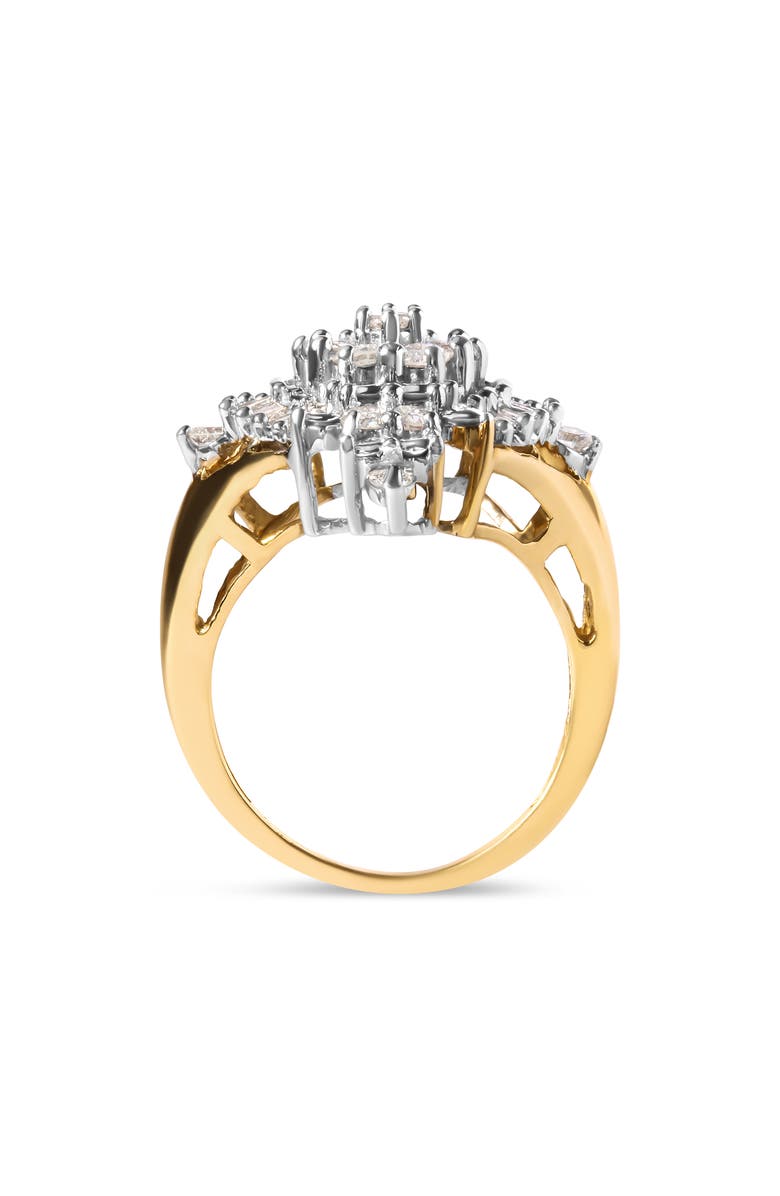 Haus of Brilliance 10K Yellow Gold 1 Cttw Diamond Cluster and Rhombus Halo Ring, Alternate, color, Yellow